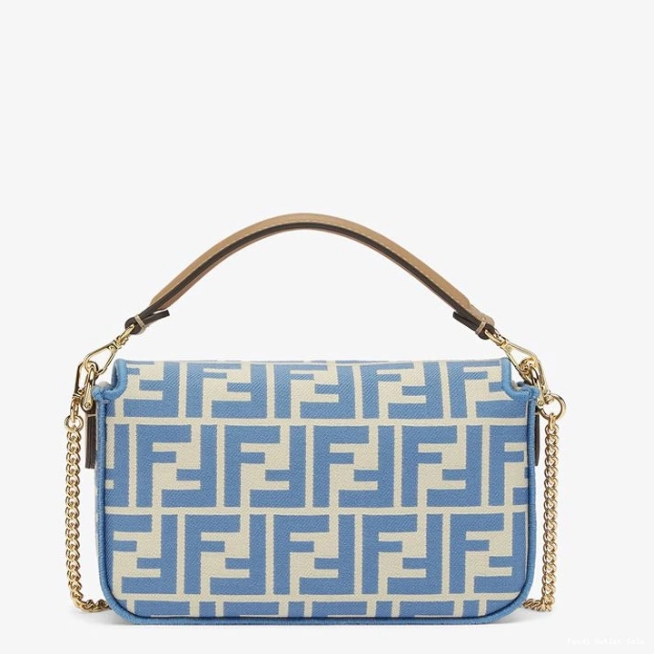 Cheap Bag Fendi FF In Mini Blue Motif Fabric Baguette 0825